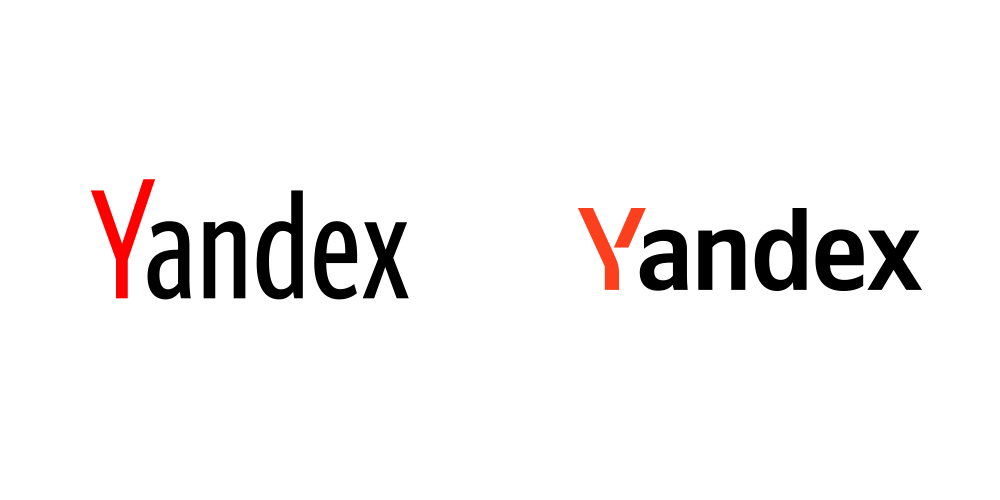 Yandex新旧LOGO对比（左旧右新）
